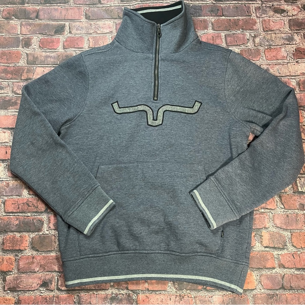 Kimes Ranch Men’s Filmore Sweatshirt Pullover 1/4 Zip- Size Small S Blue Gray Bk